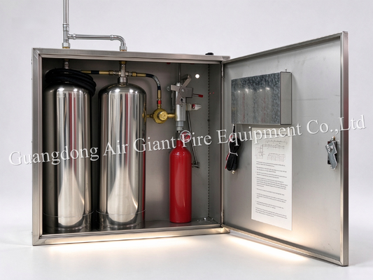 গুণমান  Double Bottles Automatic Protection Kitchen Fire Suppression System with 12L Reagent Capacity for Commercial Kitchen Fire Extinguishing System কারখানা